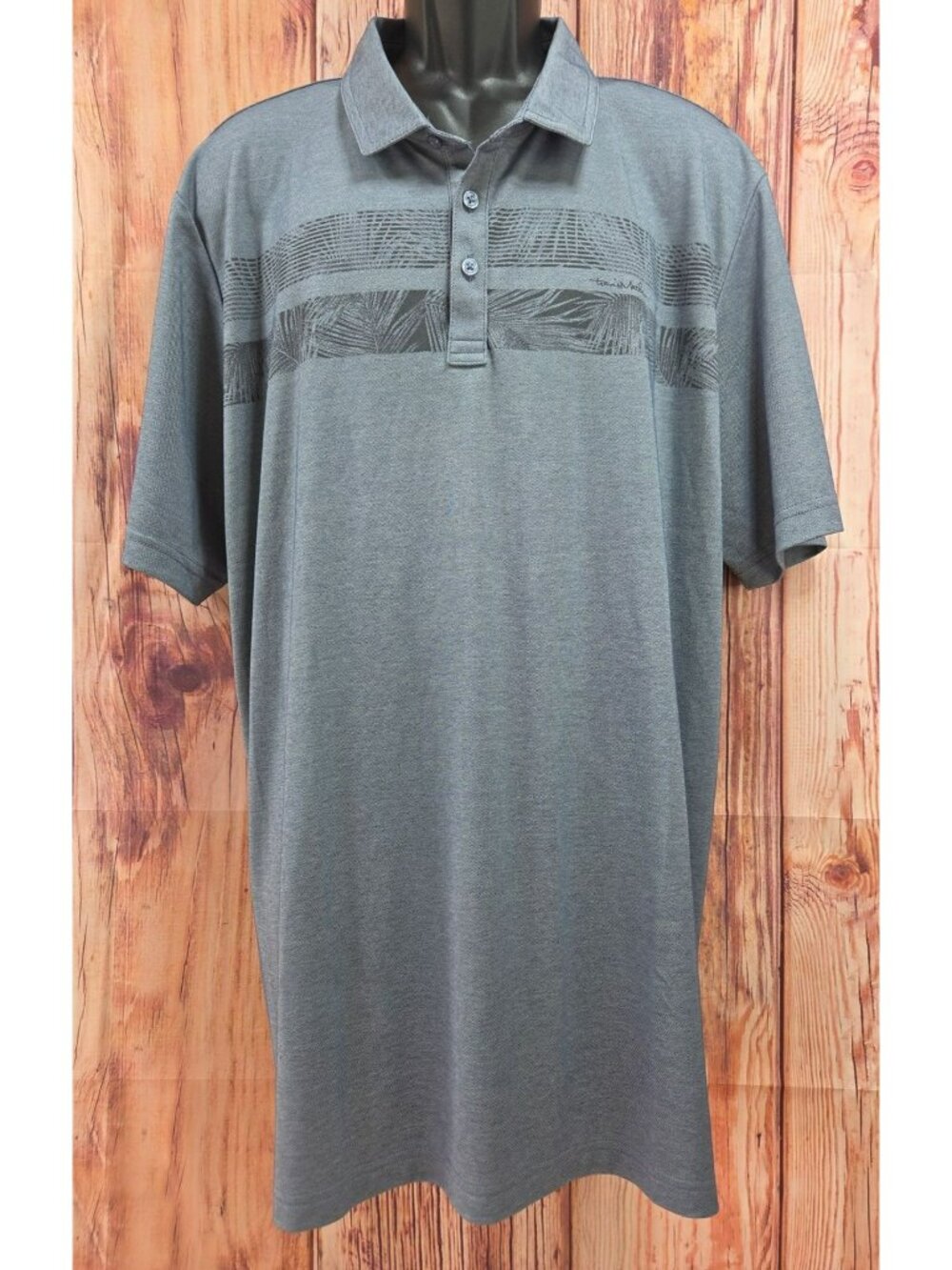 Travis Mathew Mens XXXL Short Sleeve Polo 3XL Gray Palm Stripe Pima Cotton Blend